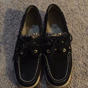 EEUC Sperry - Black & Glitter Leopard Print 8.5m